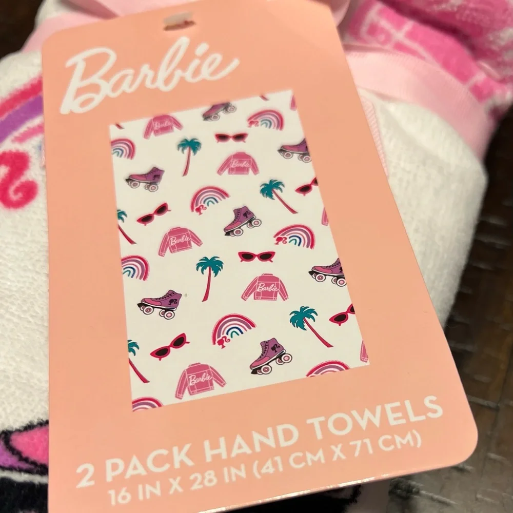 Barbie Skate Rainbow Logo Hand Towels Set of 2